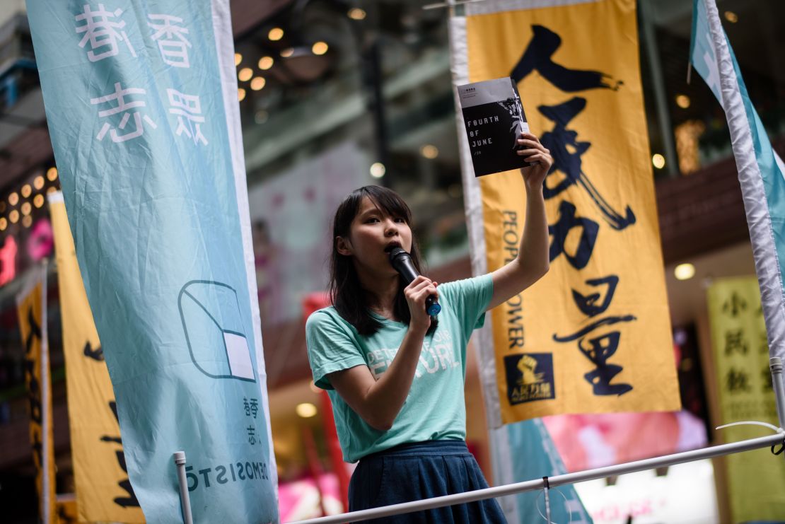 Pro-democracy candidate Agnes Chow was barred from standing in the recent elections.