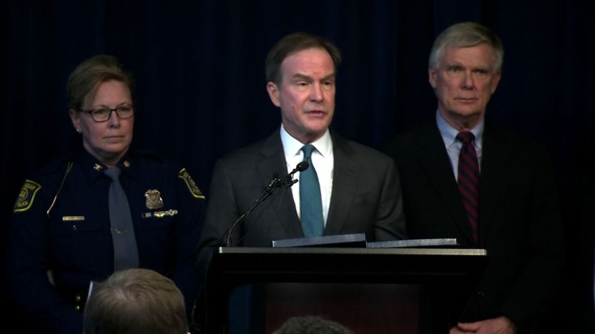 Michigan Attorney General Bill Schuette, flanked by Michigan State Police Director Kriste Etue and special prosecutor William Forsyth, said no one at Michigan State University will be off limits to the investigation.