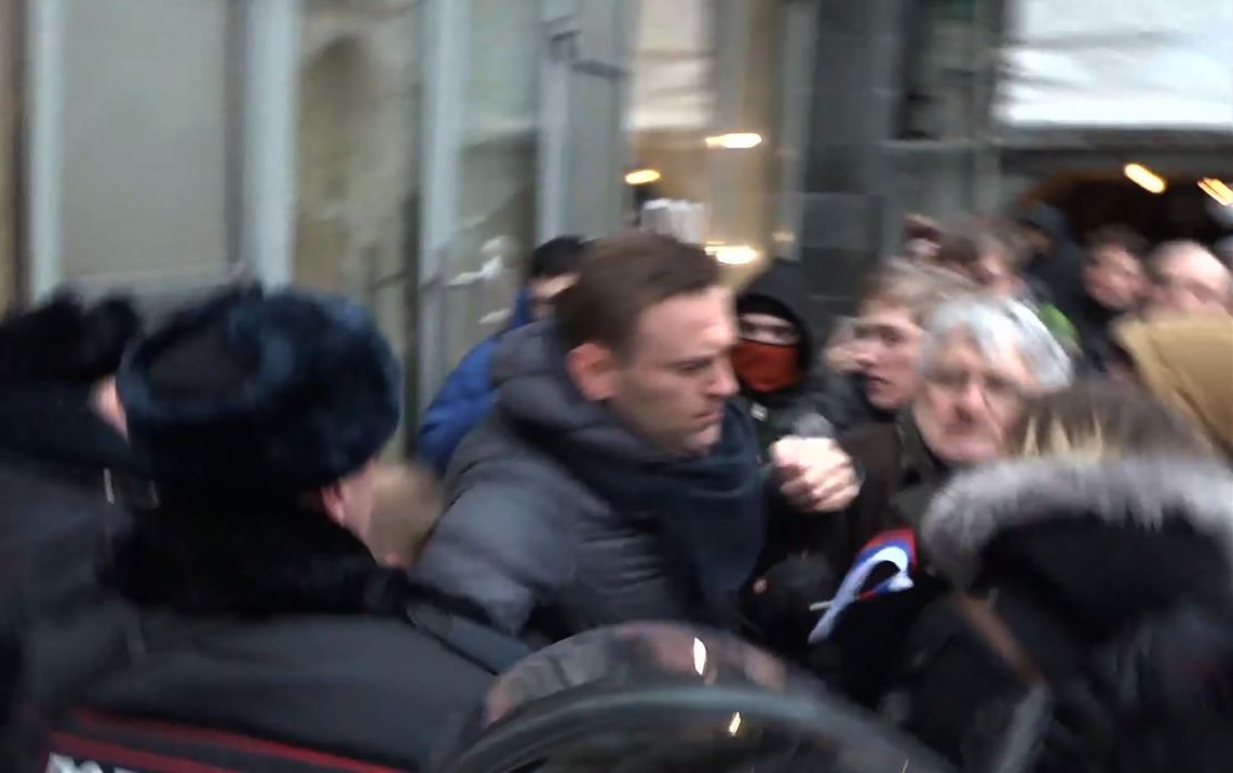Alexei Navalny is arrested at a rally in January 2019.