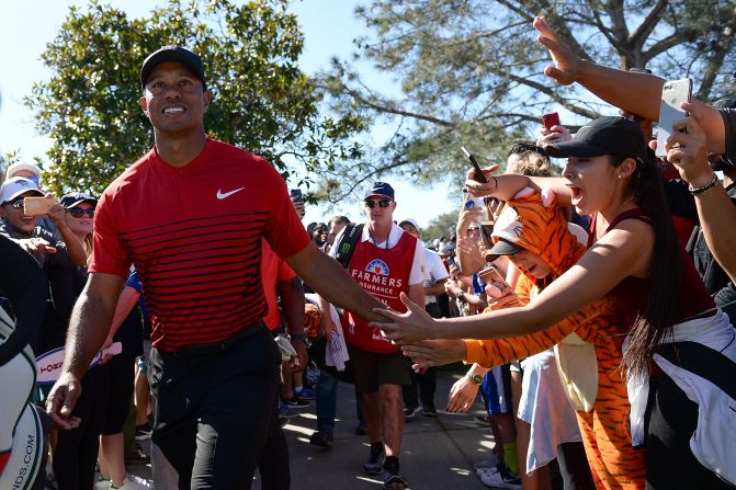 <strong>Tigerish: </strong> The crowds were significant at Torrey Pines in January for <a href="https://edition.cnn.com/2018/01/29/golf/tiger-woods-farmers-insurance-open-golf-fan-intervention/index.html">Tiger Woods' latest comeback</a>, with the 14-time major winner acknowledging he "hadn't had people yelling like that in a while."