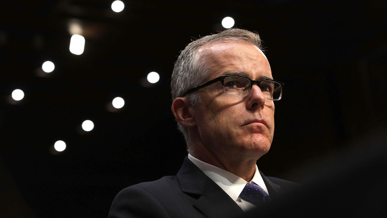 WASHINGTON, DC - MAY 11:  Acting FBI Director Andrew McCabe testifies before the Senate Intelligence Committee with the other heads of the U.S. intelligence agencies in the Hart Senate Office Building on Capitol Hill May 11, 2017 in Washington, DC. The intelligence officials were questioned by the committee during the annual hearing about world wide threats to United States' security.  (Photo by Alex Wong/Getty Images)