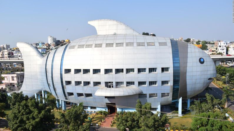This fish-shaped building is a classic example of mimetic architecture -- it houses the National Fisheries Development Board (NFDB). 
