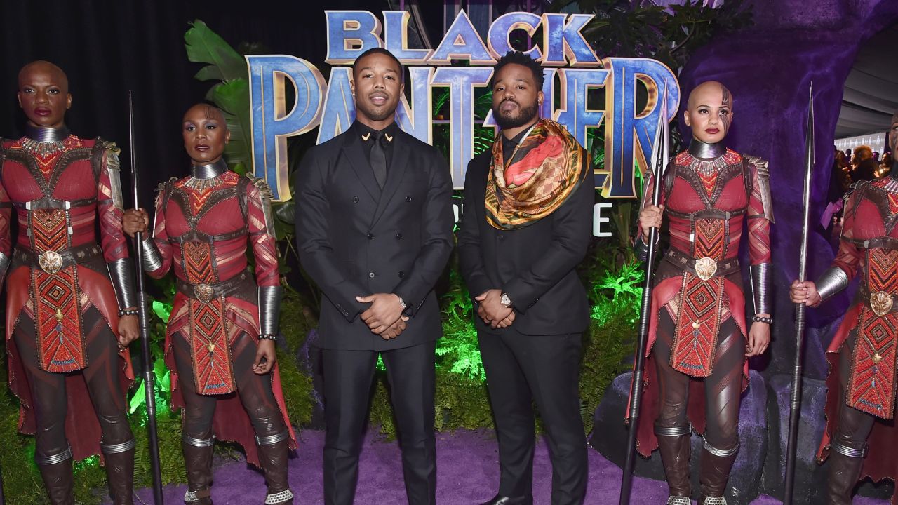 Michael B. Jordan (left) and writer/director Ryan Coogler at the 'Black Panther' world premiere.