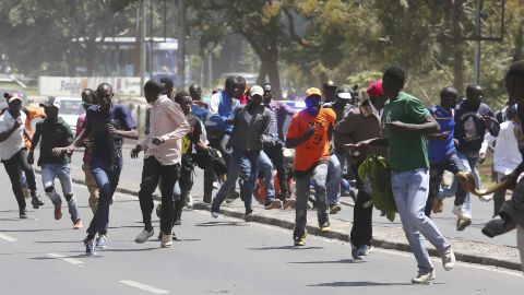 Police use tear gas to disrupt opposition supporters in Nairobi on Tuesday. 