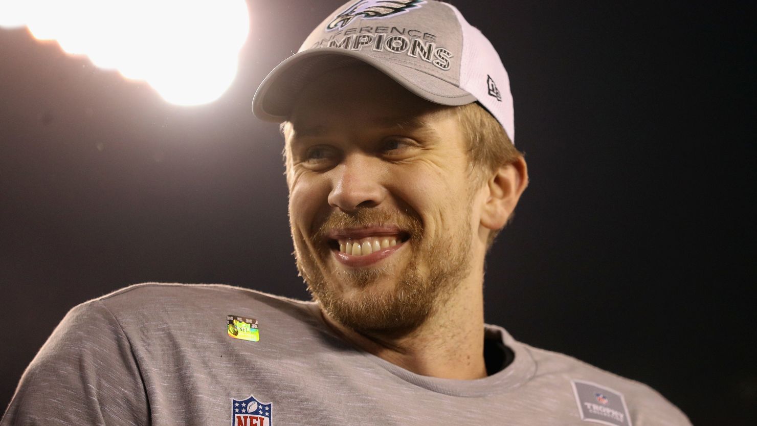 Nick Foles celebrated after the Eagles defeated the Vikings 38-7 in the NFC championship game on January 21 at Lincoln Financial Field.