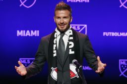 David Beckham addresses the media during an event to announce his Major League Soccer franchise.