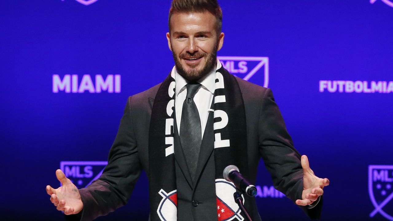 David Beckham addresses the media during an event to announce his Major League Soccer franchise.