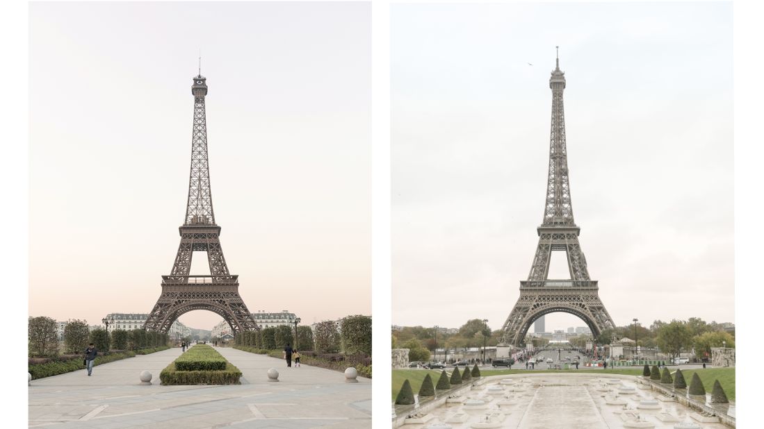 <strong>Paris or China?</strong>: Parisian photographer Francois Prost traveled to Tianducheng, China. This suburb of Hangzhou, Zhejiang Province is a life size replica of Paris, France. Prost produced a photo series comparing the two locations, titled <a href=http://francoisprost.com/portfolio-item/paris-syndrome/ target=_blank target=_blank>Paris Syndrome.</a> <em>Pictured here: Left -- Eiffel Tower replica in Tianducheng, China. Right -- Eiffel Tower in Paris.</em>