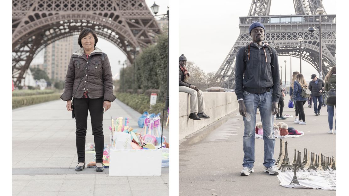 Prost spoke to citizens of Tianducheng to learn what they thought of their town's link to Paris. Pictured here: Left -- Eiffel Tower souvenirs in Tianducheng, China. Right -- Eiffel Tower souvenirs in Paris.