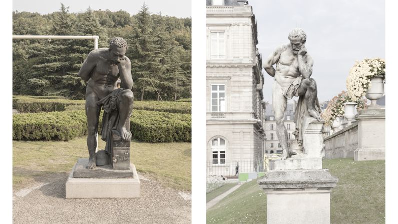 <strong>Recreated moments:</strong> Prost conducted the project by taking photographs in China first, as he wasn't sure what he would find there. He took hundreds of photographs of different locations from different angles. <em>Pictured here: Left -- replica Tuileries Gardens, Tianducheng, China. Right -- Tuileries Gardens in Paris.</em>