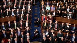 Cabinet members, members of Congress and Supreme Court justices listen as President Donald Trump delivers the State of the Union address on January 30, 2018.