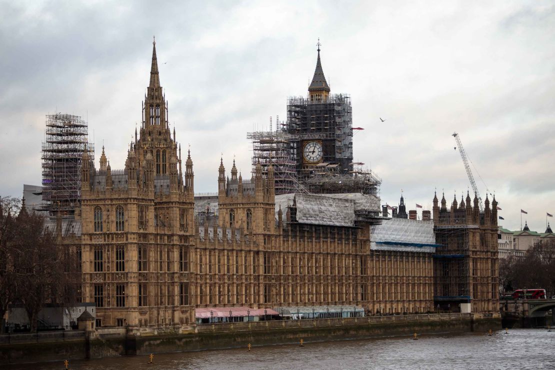 Renovation at the Elizabeth Tower, commonly known as Big Ben, by the Houses of Parliament.