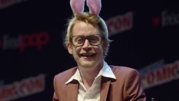 NEW YORK, NY - OCTOBER 06: Actor Macaulay Culkin speaks onstage at the Robot Chicken Panel during New York Comic Con 2017 -JK at Hammerstein Ballroom on October 6, 2017 in New York City. 27356_002  (Photo by Jason Kempin/Getty Images for Adult Swim)