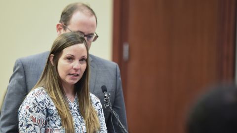 Jan. 23, 2018; Lansing, MI, USA; Brianne Randall confronts Larry Nassar during the sixth day of victim impact statements in Ingham County Circuit Court.  Nassar is expected to be sentenced on seven sexual assault charges this week. Mandatory Credit: Matthew Dae Smith/Lansing State Journal via USA TODAY NETWORK/Sipa USA