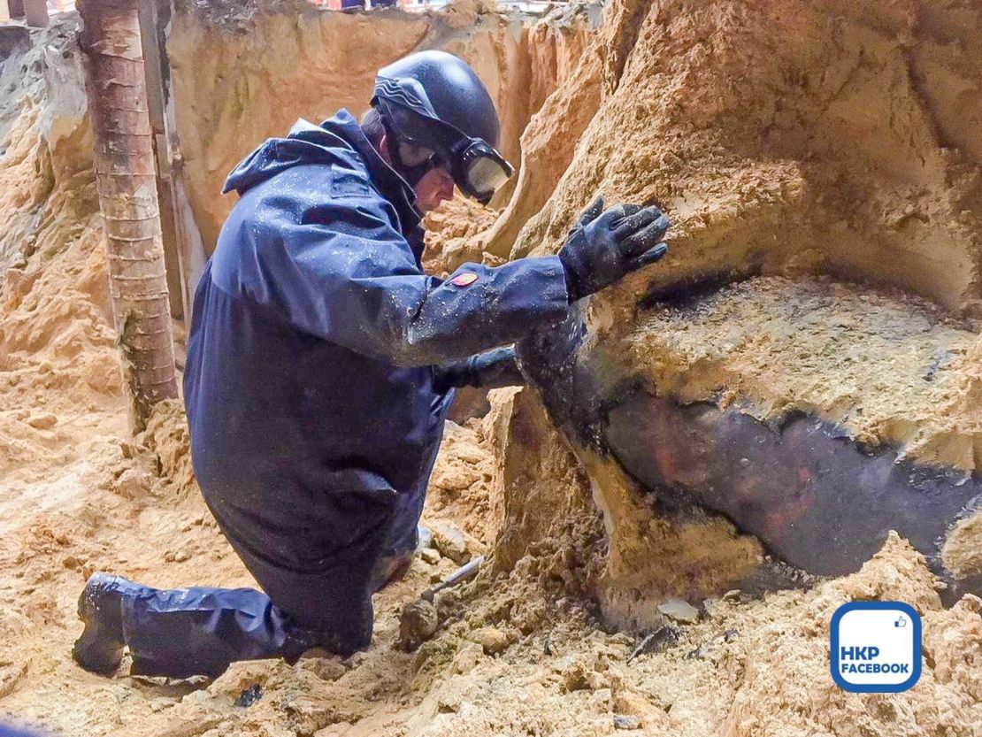 A suspected World War II explosive was found in a construction site in Wan Chai.