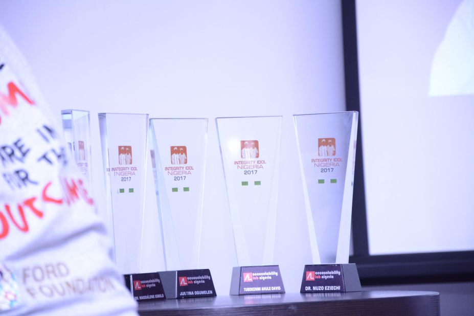 The winners trophies. The nominees took part in front of an audience of dignitaries, civic activists and donors. 