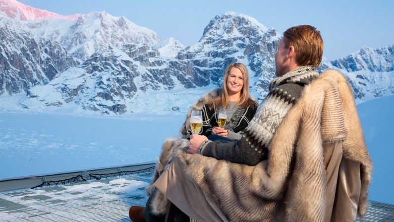 <strong>Off-grid in Alaska: </strong>Experiences available include skiing, snowshoeing and heli-fishing, while the all-inclusive price allows access to a sauna and all food and beverages -- including champagne.