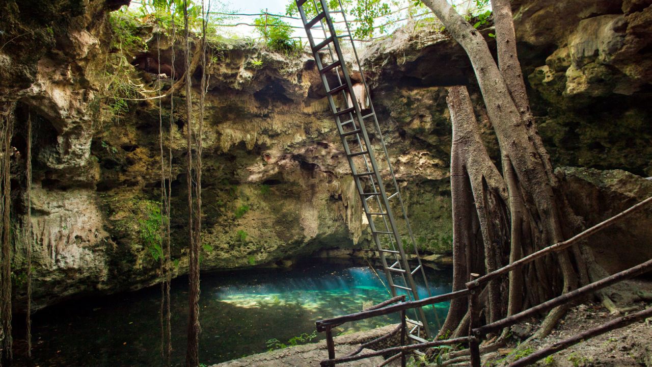 <strong>Cave swimming in Mexico: </strong>Hacienda Temozón, a Luxury Collection Hotel, hosts a tour  natural swimming hole known as a cenote. 