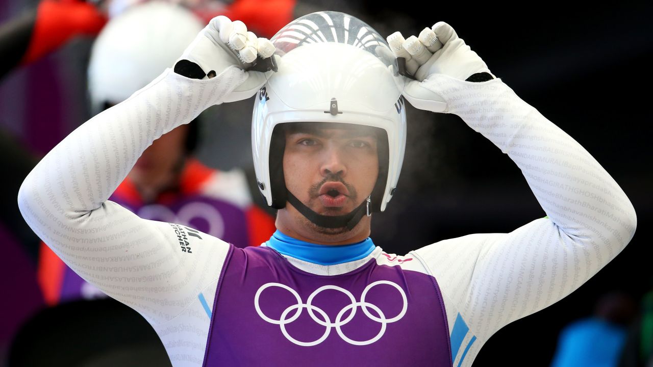 Keshavan oftens trains on a sled with wheels down Himalayan roads in India.