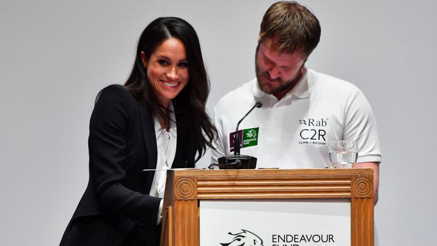 LONDON, UNITED KINGDOM - FEBRUARY 01:  Meghan Markle presents awards during the 'Endeavour Fund Awards' Ceremony at Goldsmiths Hall on February 1, 2018 in London, England. The awards celebrate the achievements of wounded, injured and sick servicemen and women who have taken part in remarkable sporting and adventure challenges over the last year.  (Photo by Ben Stansall - WPA Pool/Getty Images)