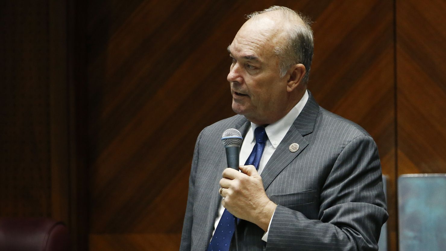 Arizona state Rep. Don Shooter, R-Yuma, reads a statement regarding sexual harassment and other misconduct complaints made against him by Rep. Michelle Ugenti-Rita and others, on the House floor at the Capitol in Phoenix. (AP Photo/Ross D. Franklin, File)