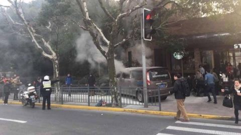 The scene in Shanghai after a van charged into pedestrians.