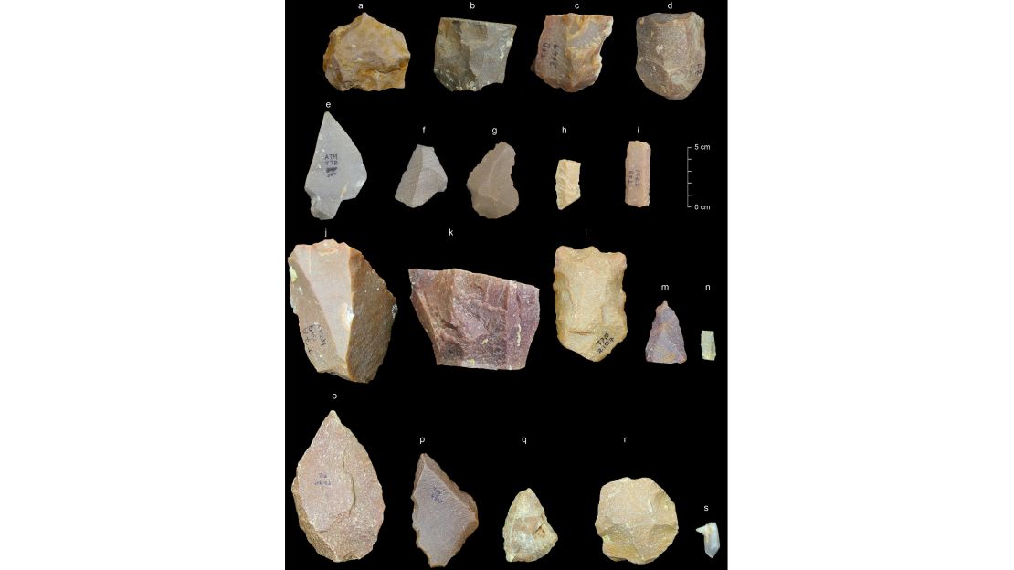 Some typical artefacts from Middle Palaeolithic cultural phases at Attirampakkam. 