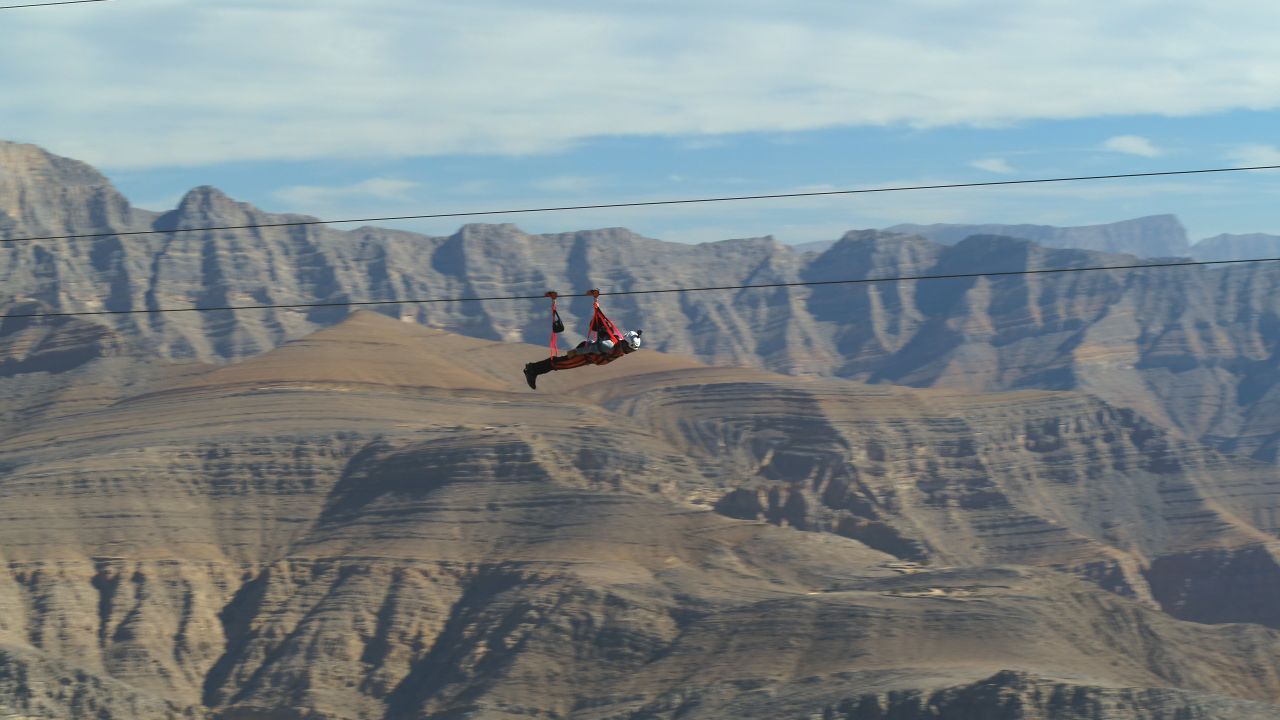 The zip wire is record-breaking 2.83 kilometers long.