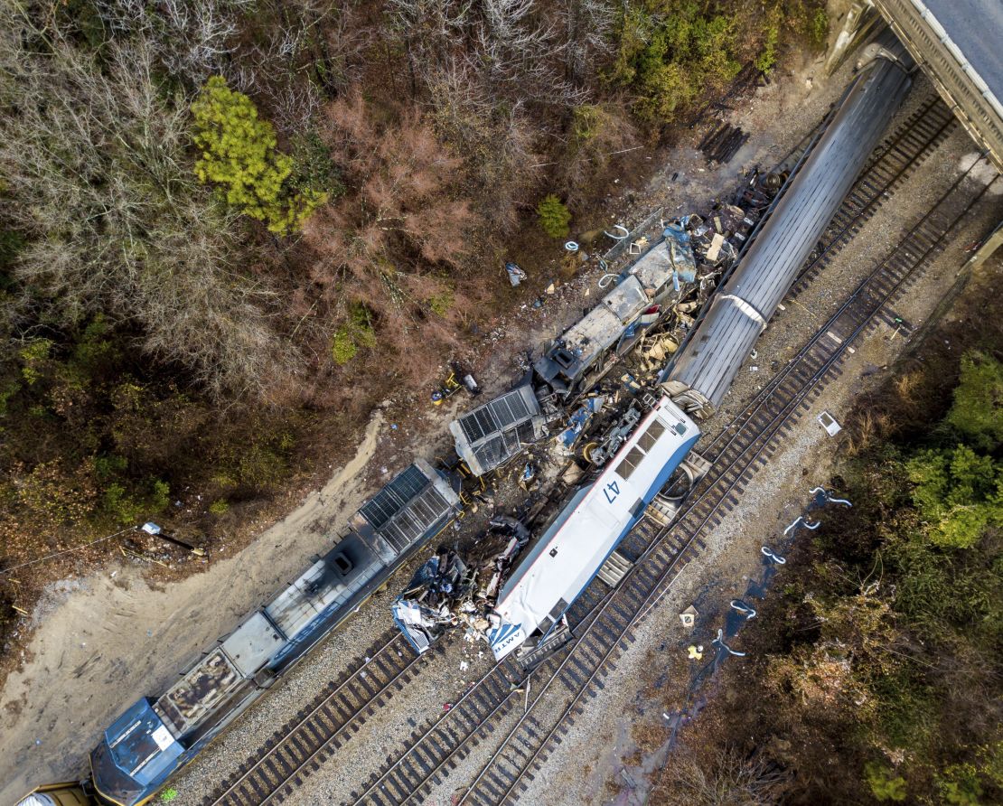 An aerial view of the site of the crash site near Cayce, South Carolina.