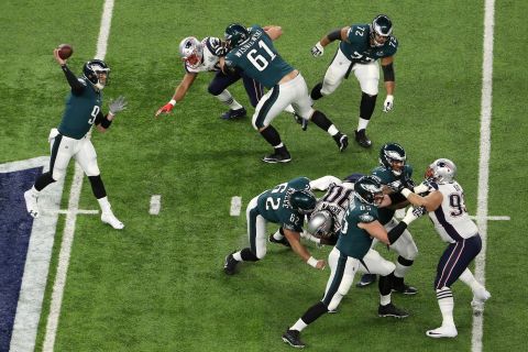 Foles passes the ball early in the first quarter.