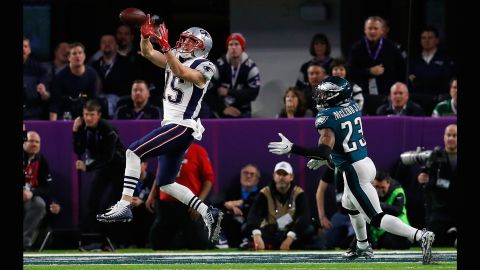 New England wide receiver Chris Hogan pulls in a touchdown pass in the third quarter. New England still trailed 29-26 going into the fourth quarter.