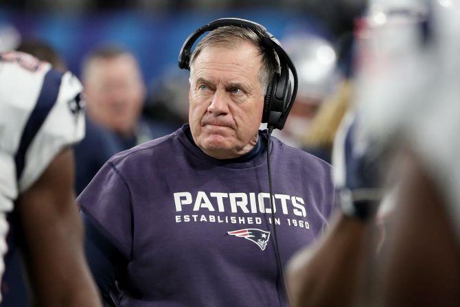 New England's Bill Belichick came into the game with five Super Bowl victories as a head coach. No coach has more.