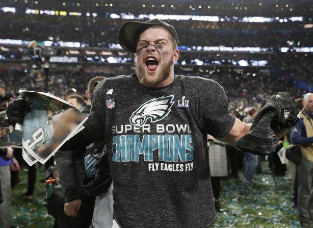 Philadelphia's Nate Gerry celebrates after the game.