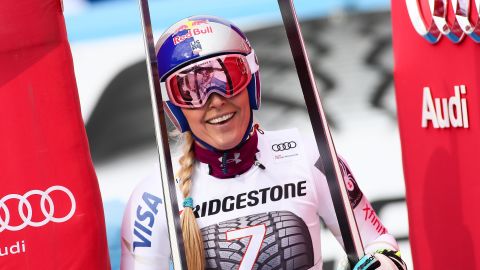 Lindsey Vonn at the Audi FIS Alpine Ski World Cup Women's Downhill in Garmisch-Partenkirchen, Germany.