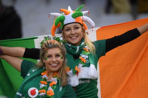 Irish fans celebrate in the Stade de France.