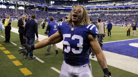 Indianapolis Colts linebacker Edwin Jackson walked off the field following a game on Nov. 20, 2016.