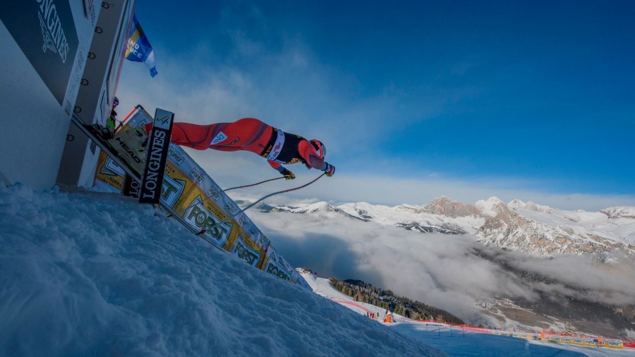 Jansrud at the start in Val Gardena, Italy.