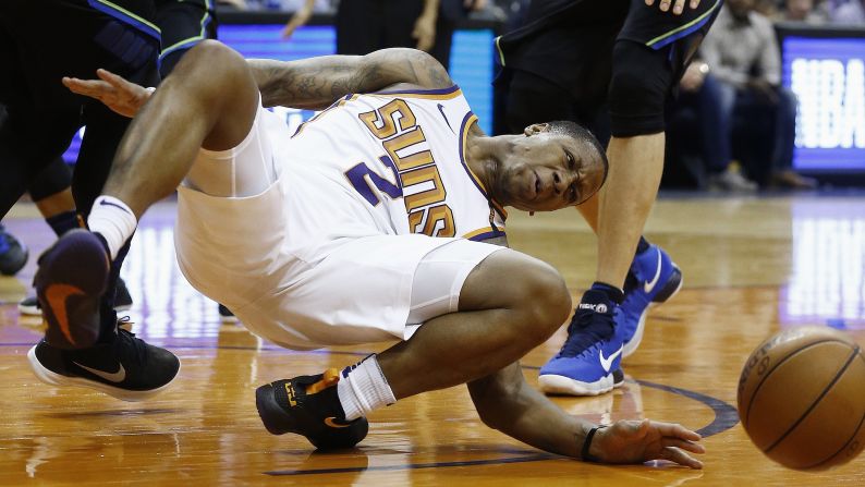 Phoenix guard Isaiah Canaan injures his leg after landing awkwardly during an NBA game on Wednesday, January 31. He was later diagnosed with <a  target="_blank" target="_blank">a fractured ankle.</a>