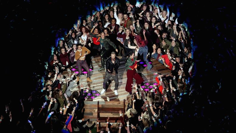 Singer Justin Timberlake performs during the Super Bowl halftime show on Sunday, February 4. <a  target="_blank">See more photos from the show</a>