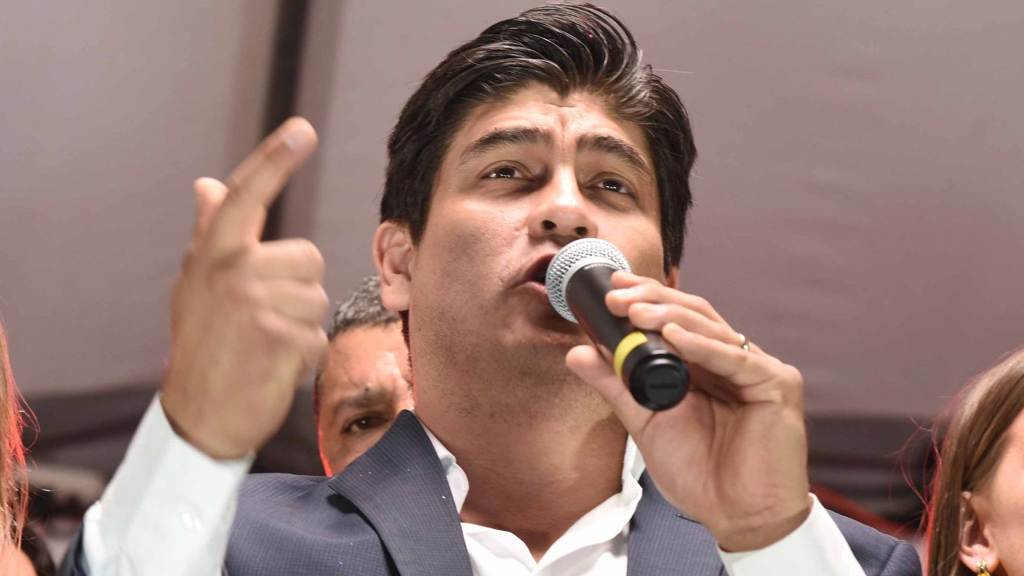 Carlos Alvarado addresses a crowd in February in San Jose, Costa Rica.