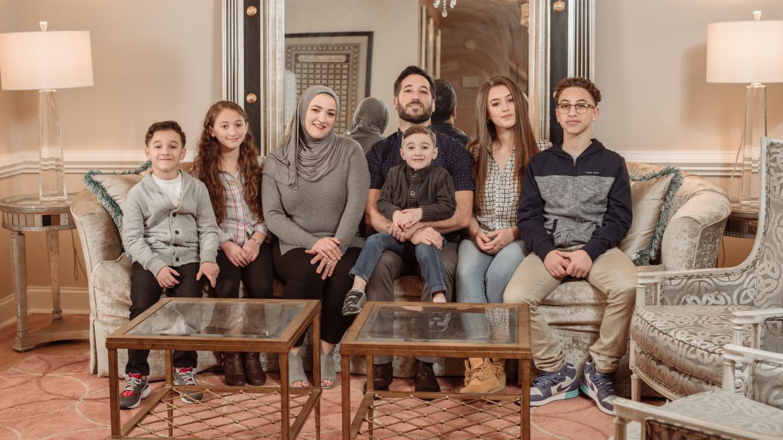 Hanadi Asad, here with her husband, Jamaal, and their five children, is trying to grow her dessert and event business at a time that feels uncertain. 