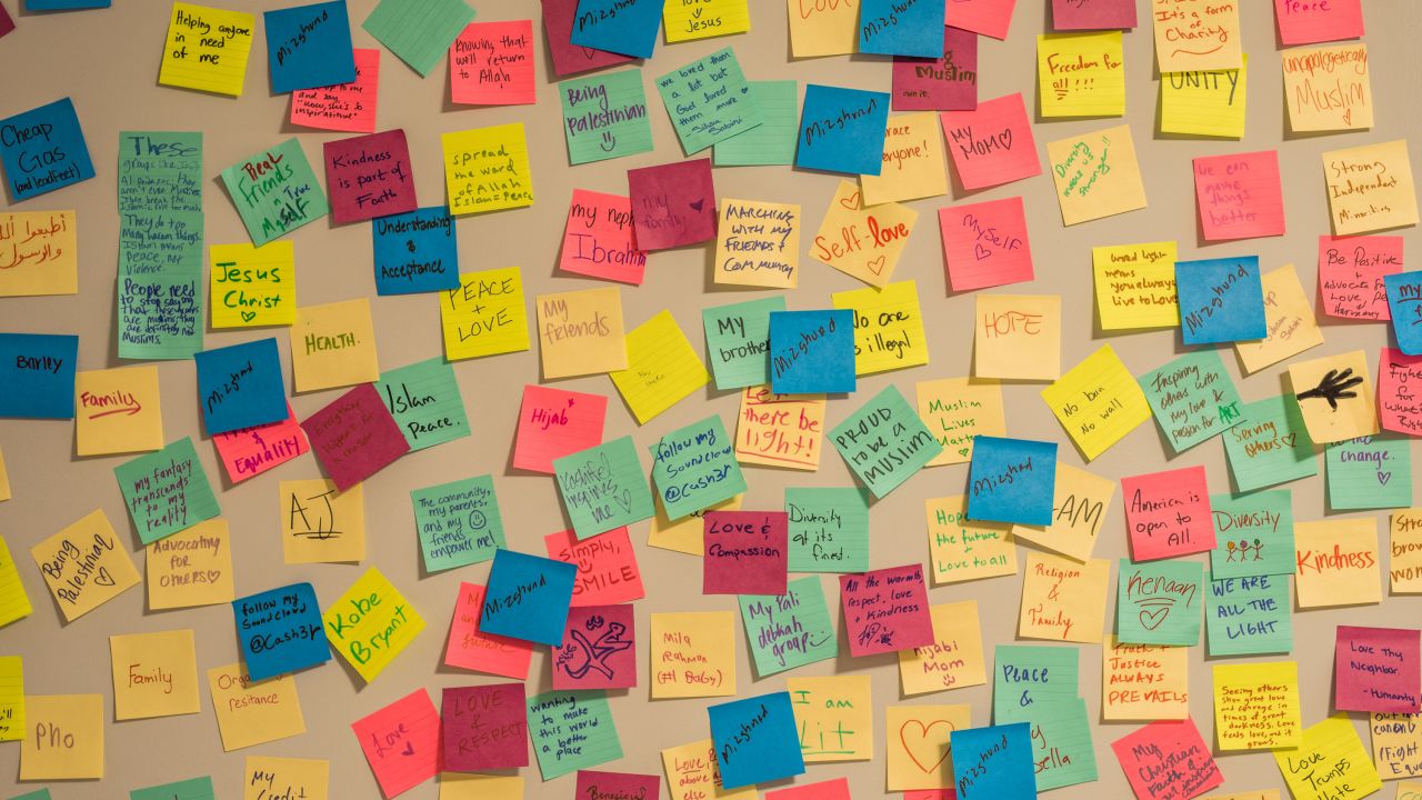 On a bulletin board at The Light House are sticky notes posted by visitors. They are meant to be messages of hope and inspiration.