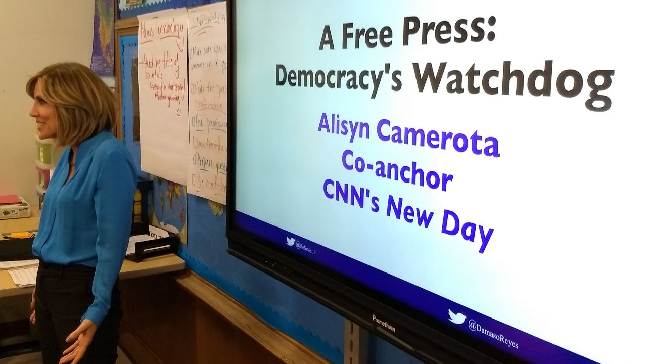 Alisyn Camerota speaks to students at the Young Women's Leadership School in Astoria, Queens.