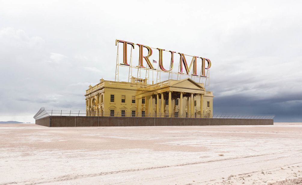 Enrich's work has become increasingly provocative, with this recent picture re-imagining Trump's White House in solid gold.