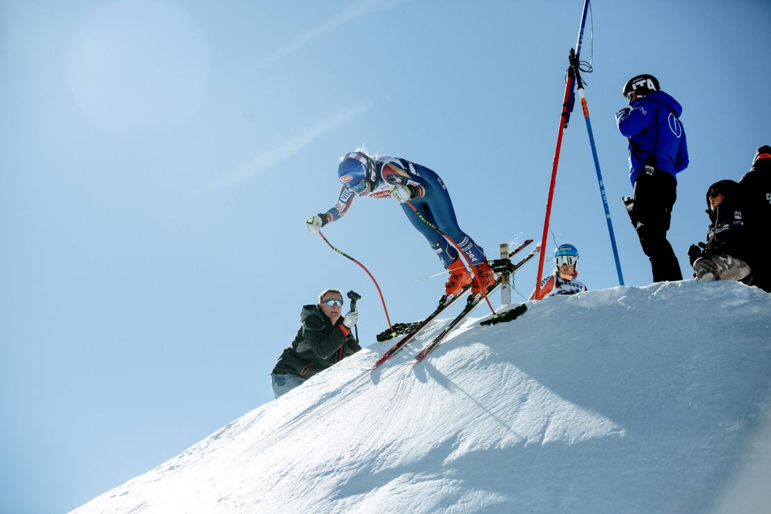 Mikeala Shiffrin trains at the US Ski Team's  speed center at Copper Mountain, Colorado.