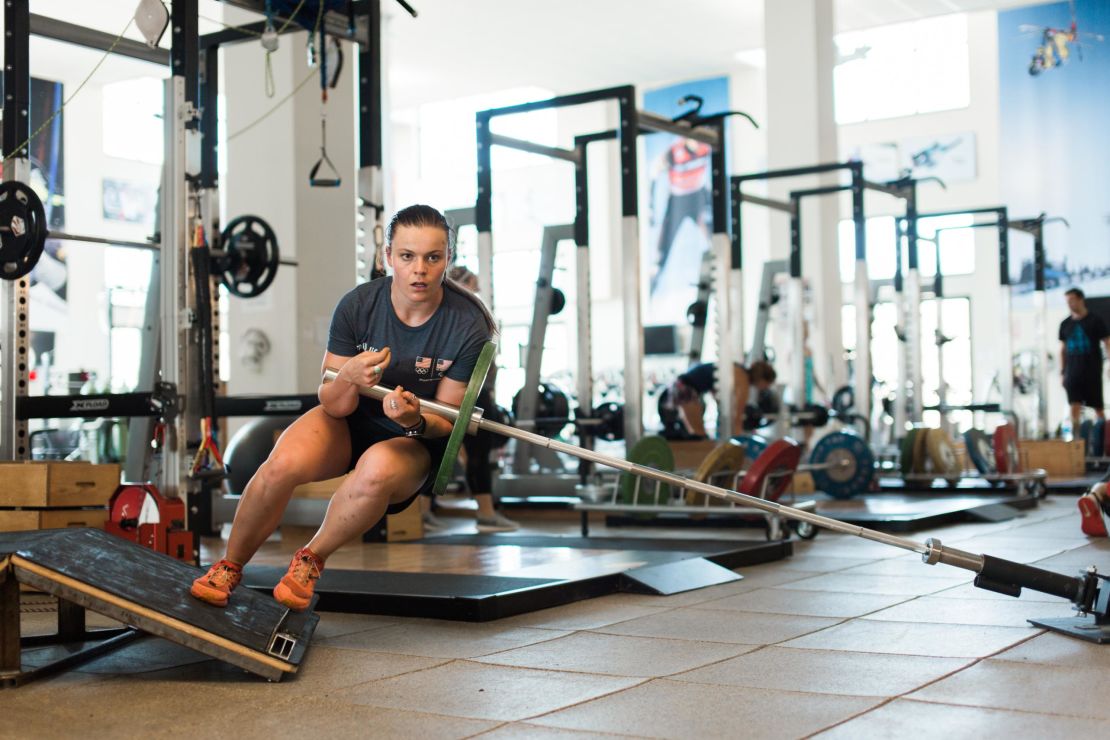 US Ski Team member Breezy Johnson trains at the Center of Excellence in Park City, Utah.