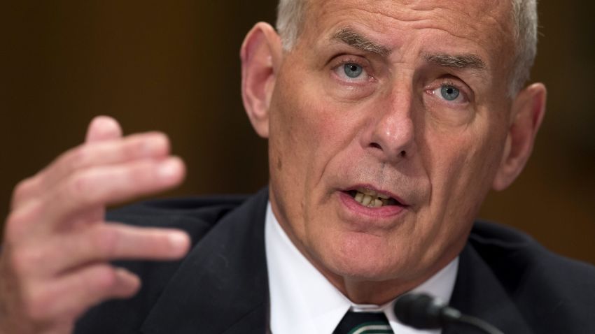 US Secretary of Homeland Security John Kelly testifies during a Senate Homeland Security and Governmental Affairs Committee hearing on Capitol Hill in Washington, DC, June 6, 2017. / AFP PHOTO / SAUL LOEB        (Photo credit should read SAUL LOEB/AFP/Getty Images)