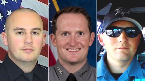 Three Colorado sheriff's deputies -- Zackari Parrish, left, Micah Flick, center, and Heath Gumm -- have been shot and killed since New Year's Eve.