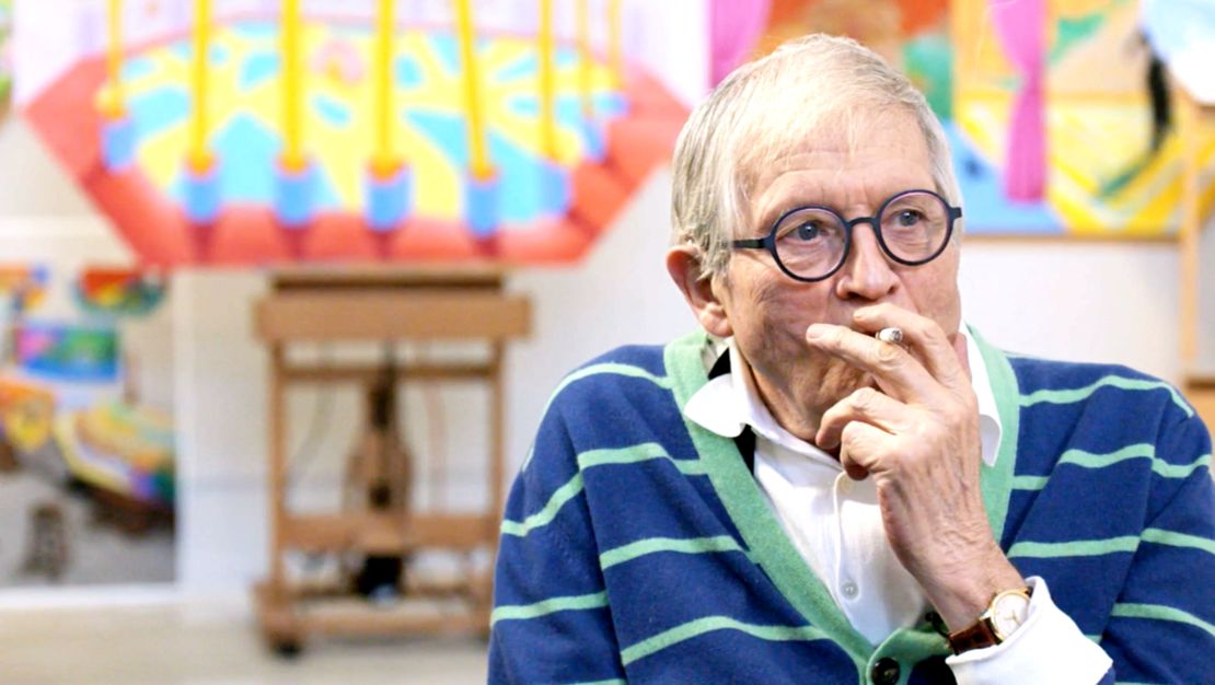 David Hockney in his Hollywood Hills studio in 2017. 