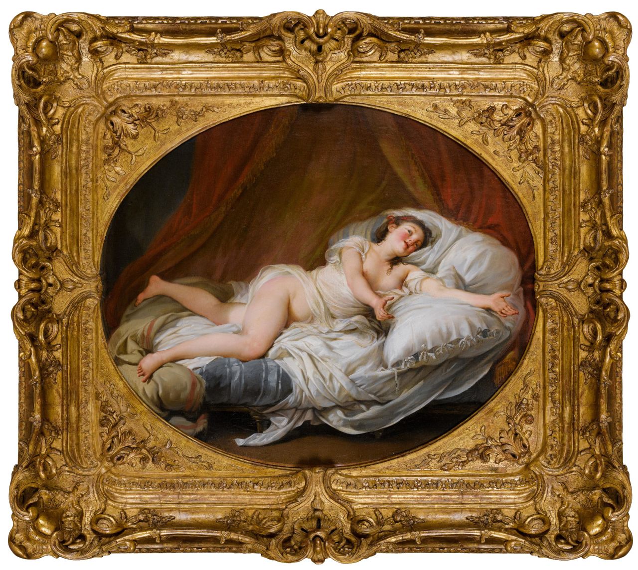 "Young Lady Laying on a Bed" (1771) by Hugues Taraval